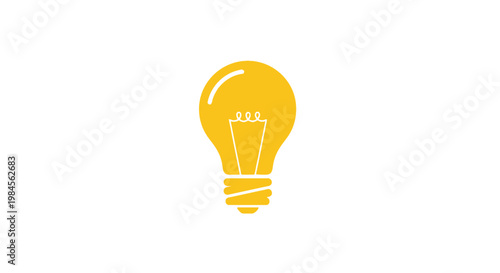 Minimalist representation of a yellow lightbulb on a white background, representing innovation