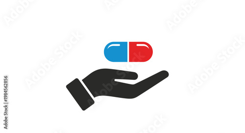 Illustration of a Hand Offering a Capsule, Suggesting Healthcare, Medicine, and Wellbeing