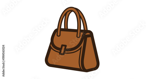 A clean vector illustration of a brown handbag with handles, perfect for fashion designs