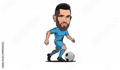 Football player caricature vector illustration stylized soccer athlete character sports design