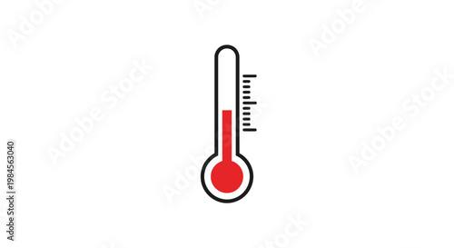 Simple illustration of a thermometer showing the temperature at a high level or heat