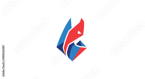 Abstract geometric logo design with red and blue color scheme for diverse application