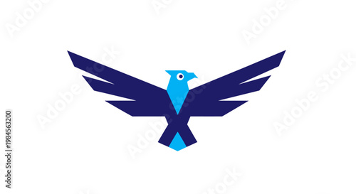 Geometric illustration of a soaring bird design suitable for branding or logos