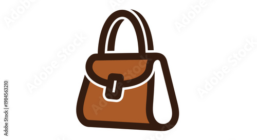 Illustration of a stylish brown handbag with a distinct design for fashion concepts