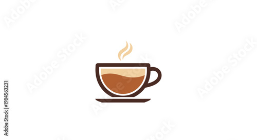 Minimalist coffee cup design illustrating aroma and warmth, perfect for branding