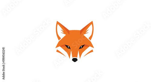 Minimalist Fox Head Illustration with a Bold Orange and White Design Against a White Backdrop