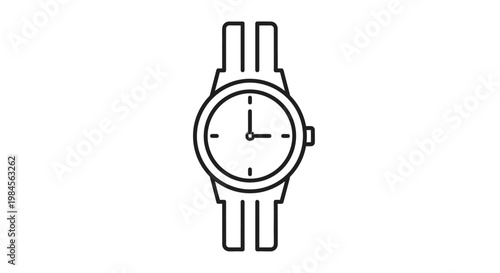 Minimalist watch illustration depicting timekeeping and fashion on an isolated white background
