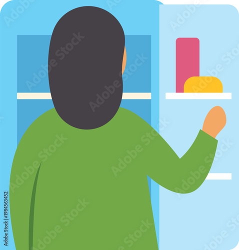 Woman opening current empty refrigerator, experiencing food shortage and poverty