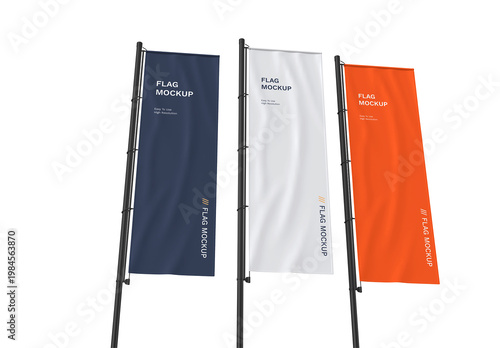 Three Vertical Flag Mockups