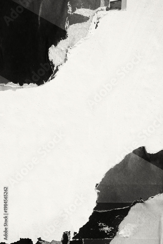 Old ripped torn blank black and white fly posters textures backgrounds grunge creased crumpled paper vintage collage placards empty space for text