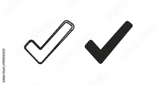 Vector illustration of hand drawn check mark icons, sketch style vector illustration on a transparent background