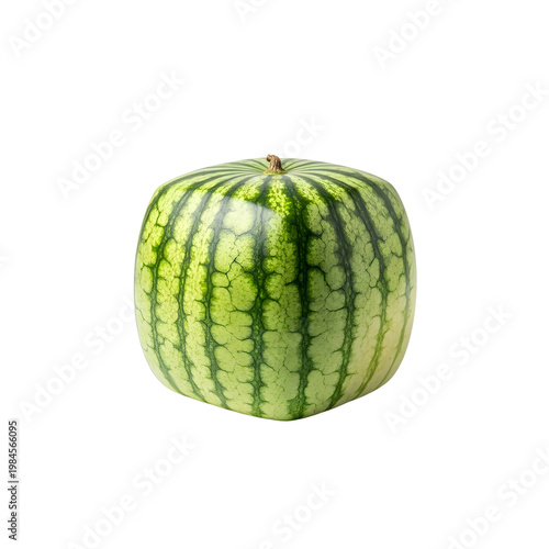 Unique Square Shaped Watermelon Isolated on White Background
