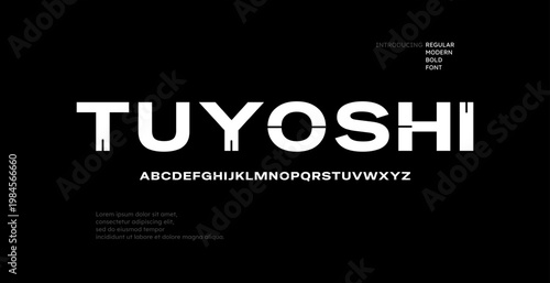 Modern Minimalist Bold Technology and Science alphabet font. Digital typography vector illustration design. Sci-fi, movie, magazine, fashion font.