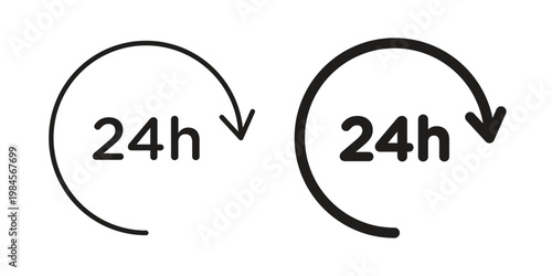 Photos 24 Hrs icon graphic vectors for website design
