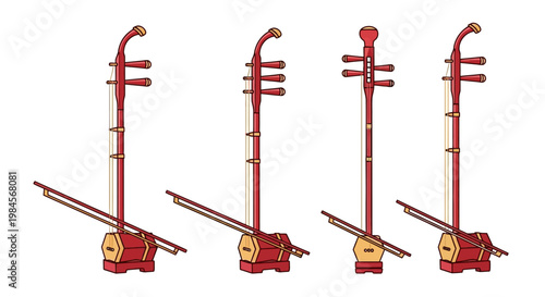 Traditional Chinese Erhu Musical Instruments.