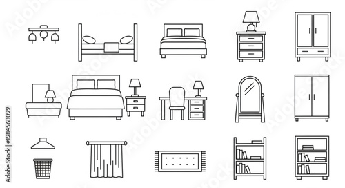 Collection of hand drawn furniture and home decor items.
