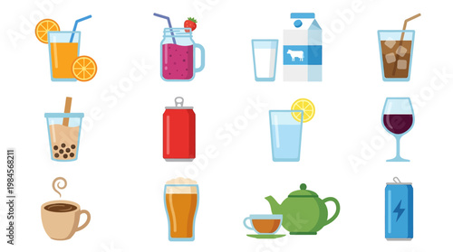 Variety of drinks and beverages.