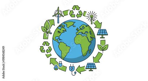 Earth surrounded by green eco friendly.