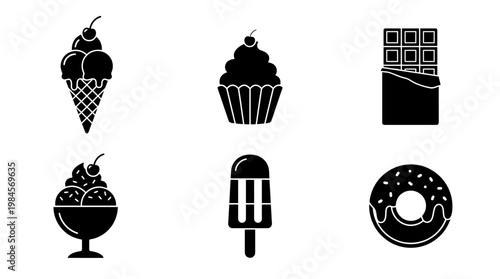 Variety of sweet dessert icons.