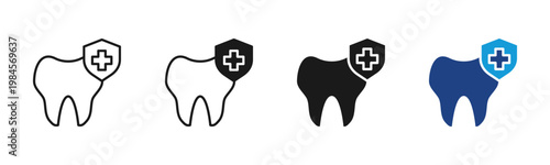 Tooth Care icon set multiple style collection