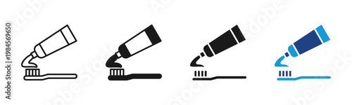 Toothpaste icon set multiple style collection