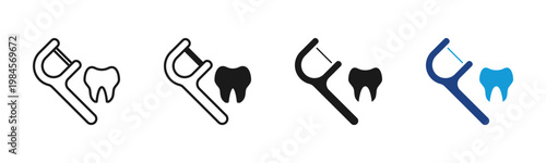 Floss Pick icon set multiple style collection
