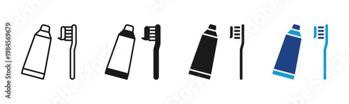 Toothbrush icon set multiple style collection