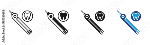 Interdental Brush icon set multiple style collection
