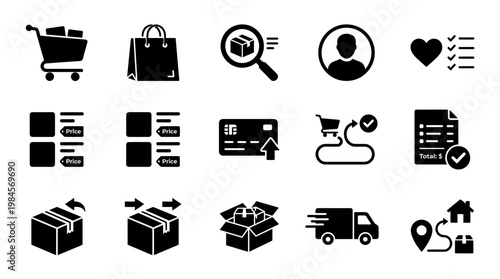 Ecommerce shopping icons and symbols.