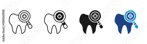 Dental Checkup icon set multiple style collection