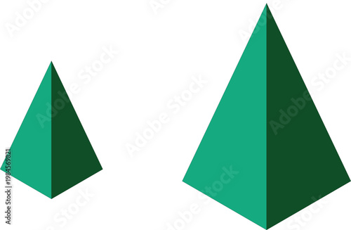 Two green pyramids of different sizes