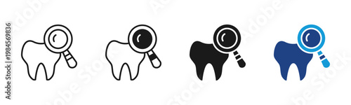 Dental Mirror icon set multiple style collection