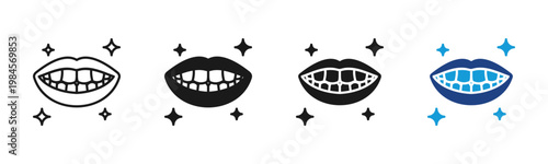 Tooth Sparkle icon set multiple style collection