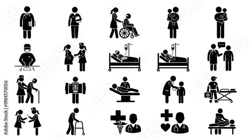 Medical Healthcare Professional Patient Icons.
