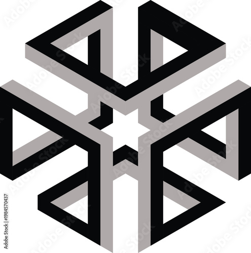 Black and gray geometric snowflake design