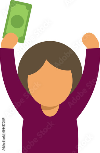Person cheering and holding cash, representing earnings and investment growth