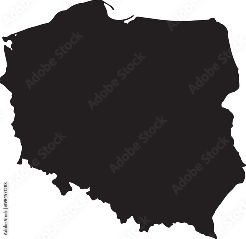 Map of poland with geographic location silhouette territory illustration geography continental national isolated political cartography sovereignty boundary