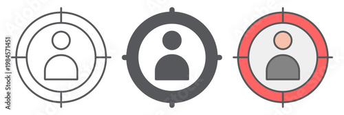 At gunpoint line icon, aim and target, goal man sign, vector graphics, a linear pattern on a white background.