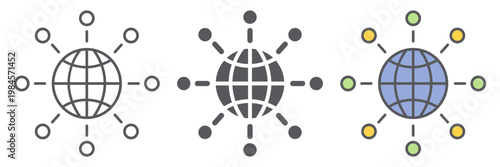 International communication line icon, world and connect, global connection sign, vector graphics, a linear pattern on a white background.
