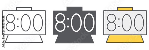 Time line icon, clock and hour, digital watch sign, vector graphics, a linear pattern on a white background.