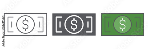 Banknote line icon, cash and money, dollar sign, vector graphics, a linear pattern on a white background.