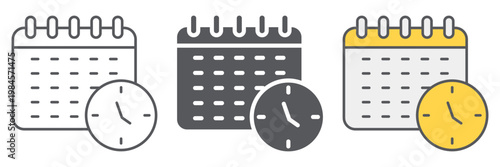 Schedule line icon, organizer and time, calendar sign, vector graphics, a linear pattern on a white background.