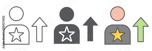 Skill line icon, employee and rating, person sign, vector graphics, a linear pattern on a white background.