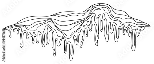 Melting ice mountains or glacier landscape continuous one line drawing minimalist climate change