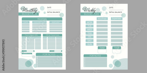  Turquoise Budget Planner Template with Modern Pattern Design