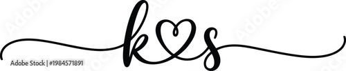 Elegant calligraphic K and S letters intertwined with a heart shape on a white background