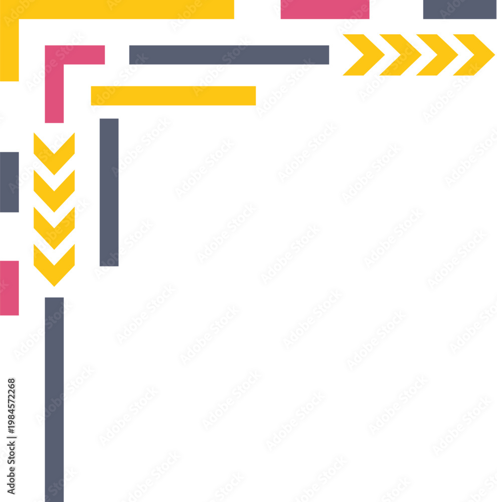 Obraz premium Abstract design forming a corner border using geometric shapes and arrows