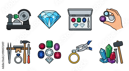 Jewelry making tools and gemstones for crafting precious items