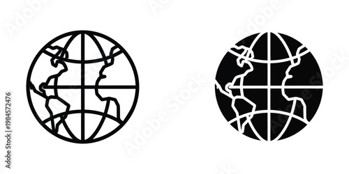 Contrasting globe designs with positive and negative space depiction of world maps