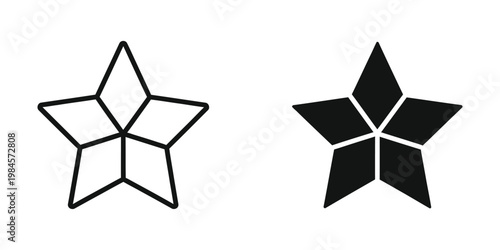 Comparison of a line-drawn star polygon and a filled black star shape with intersecting lines